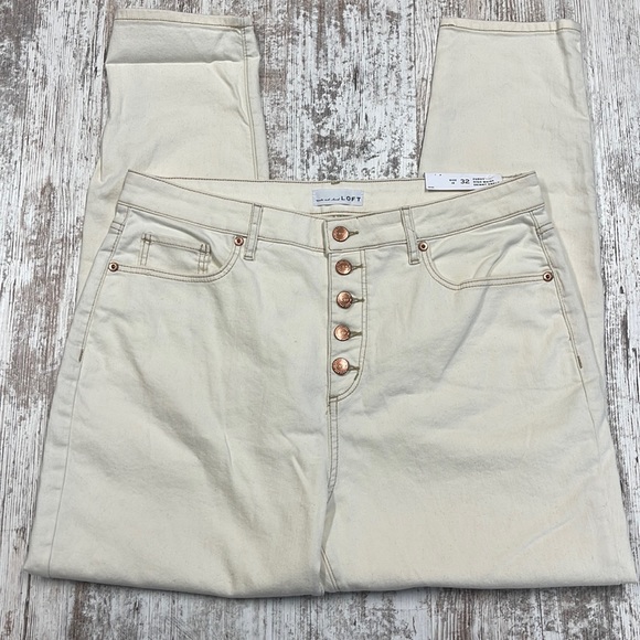 LOFT Denim - 14 // LOFT NWT Cream Curvy High Waist Skinny Ankle Button Fly Jeans